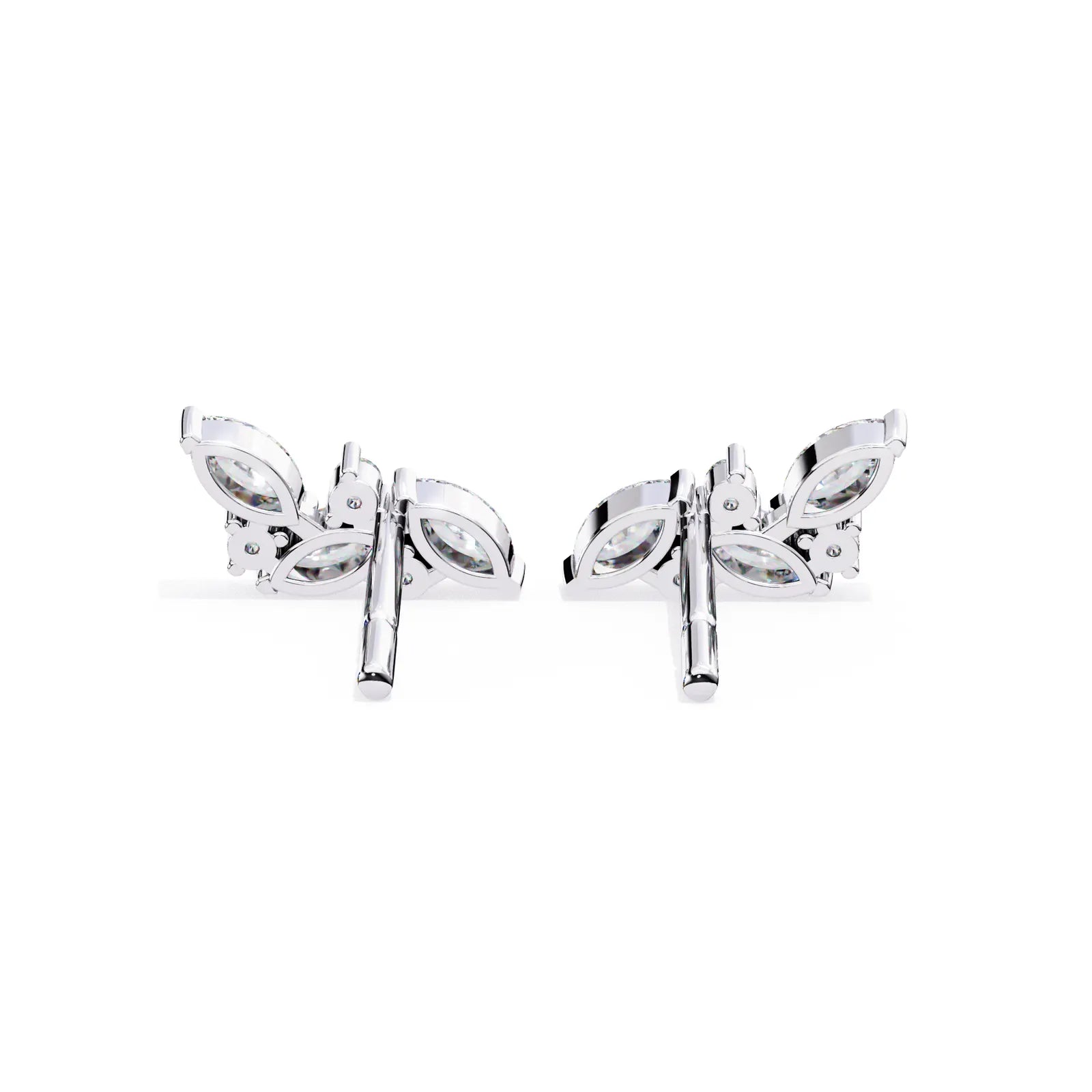 Corona Climber Earrings - marquise-cut diamond earrings - three-quarter view - hand-made in Byron Bay Hinterland, Australia by Lucano Fine Jewellery