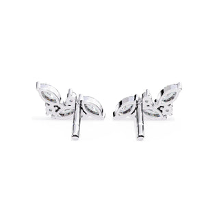 Corona Climber Earrings - marquise-cut diamond earrings - three-quarter view - hand-made in Byron Bay Hinterland, Australia by Lucano Fine Jewellery