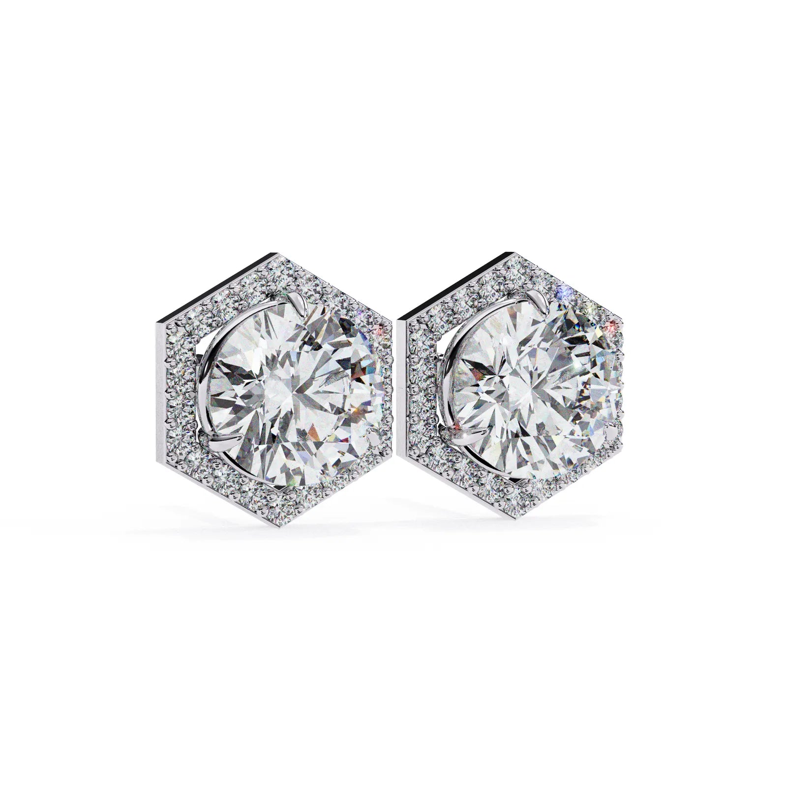 Cuscino Cushion Halo Studs - round brilliant diamond earrings - in 18ct white gold - hand-made in Byron Bay Hinterland, Australia by Lucano Fine Jewellery