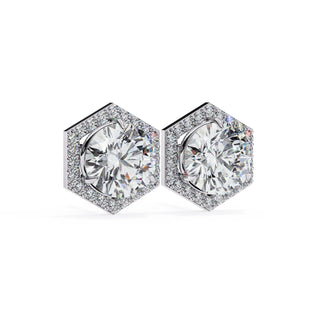 Cuscino Cushion Halo Studs - round brilliant diamond earrings - in 18ct white gold - hand-made in Byron Bay Hinterland, Australia by Lucano Fine Jewellery