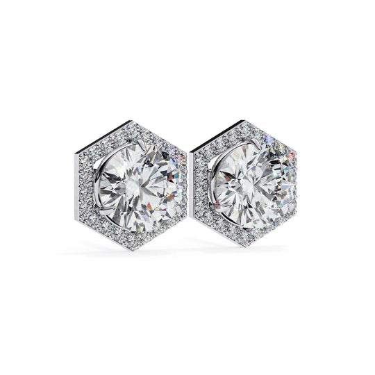 Cuscino Cushion Halo Studs - round brilliant diamond earrings - in 18ct white gold - hand-made in Byron Bay Hinterland, Australia by Lucano Fine Jewellery
