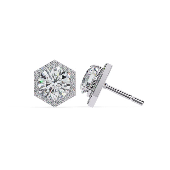 Cuscino Cushion Halo Studs - round brilliant diamond earrings - in 18ct rose gold - hand-made in Byron Bay Hinterland, Australia by Lucano Fine Jewellery