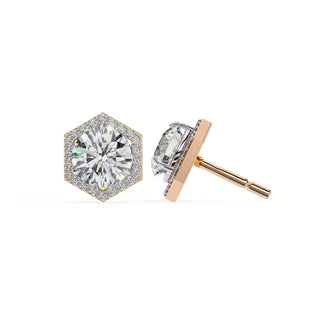 Cuscino Cushion Halo Studs - round brilliant diamond earrings - platinum finish - hand-made in Byron Bay Hinterland, Australia by Lucano Fine Jewellery