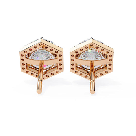Cuscino Cushion Halo Studs - round brilliant diamond earrings - top view - hand-made in Byron Bay Hinterland, Australia by Lucano Fine Jewellery