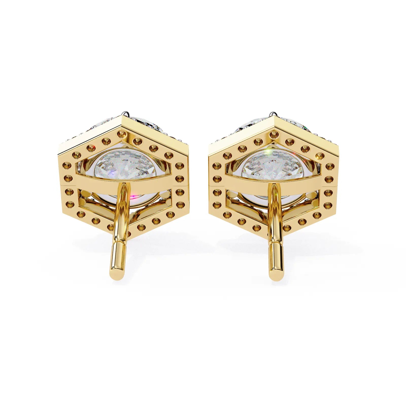 Cuscino Cushion Halo Studs - round brilliant diamond earrings - in 9ct yellow gold - hand-made in Byron Bay Hinterland, Australia by Lucano Fine Jewellery