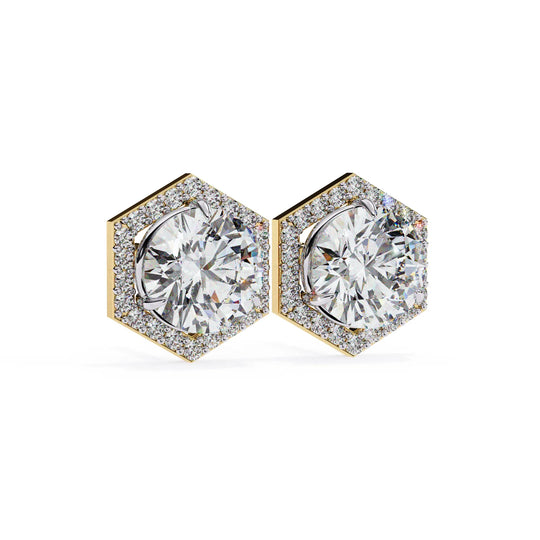 Cuscino Cushion Halo Studs - round brilliant diamond earrings - in 18ct yellow gold - hand-made in Byron Bay Hinterland, Australia by Lucano Fine Jewellery