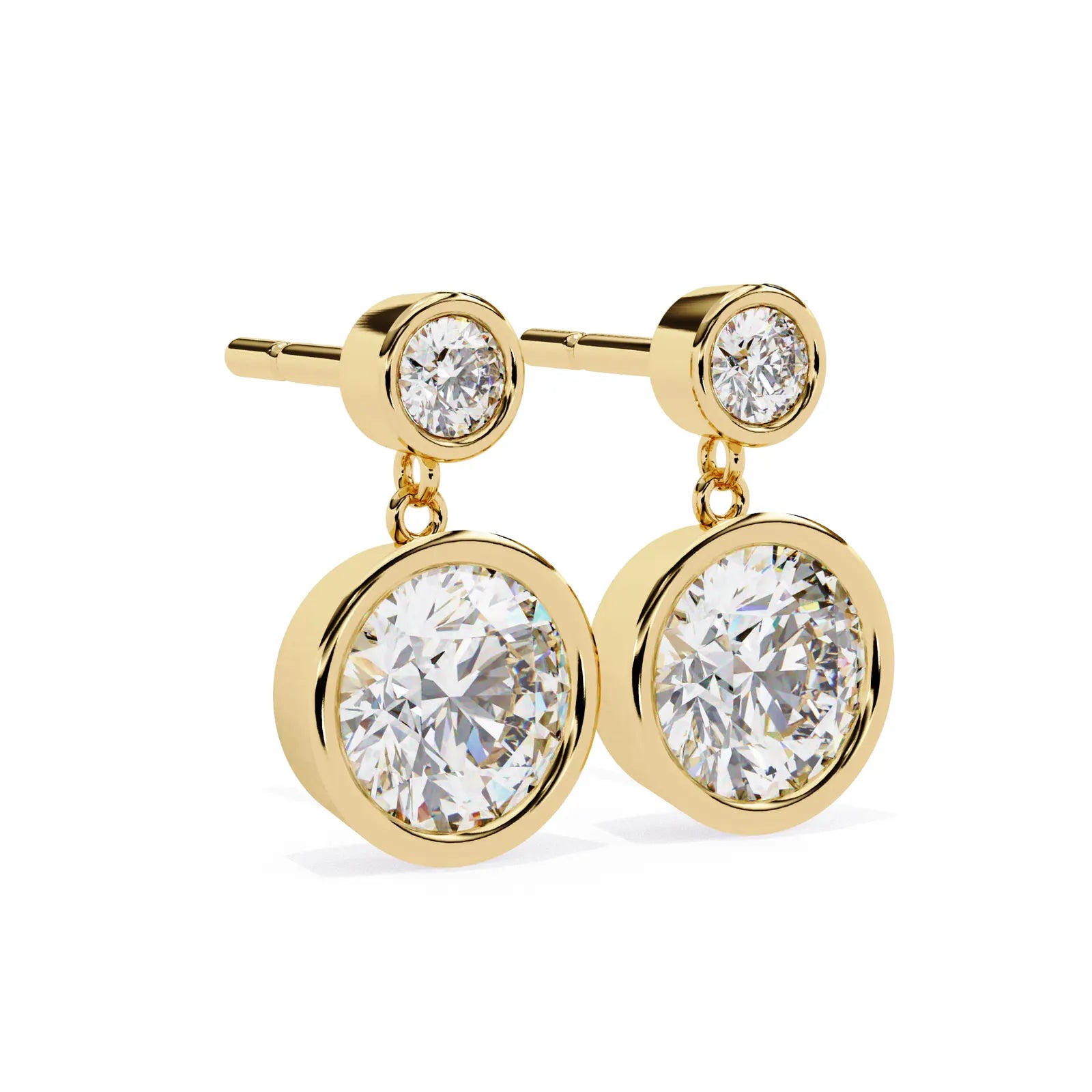 Doppia Goccia Drop Earrings - round brilliant diamond earrings - in 18ct white gold - hand-made in Byron Bay Hinterland, Australia by Lucano Fine Jewellery