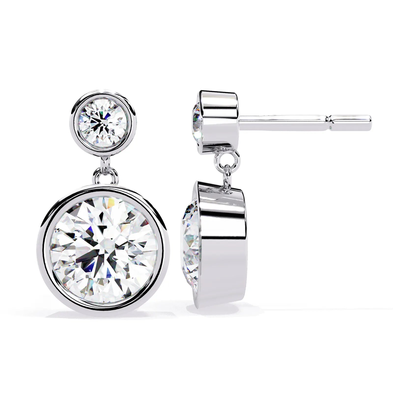 Doppia Goccia Drop Earrings - round brilliant diamond earrings - view 21 - hand-made in Byron Bay Hinterland, Australia by Lucano Fine Jewellery
