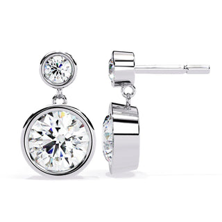 Doppia Goccia Drop Earrings - round brilliant diamond earrings - view 21 - hand-made in Byron Bay Hinterland, Australia by Lucano Fine Jewellery
