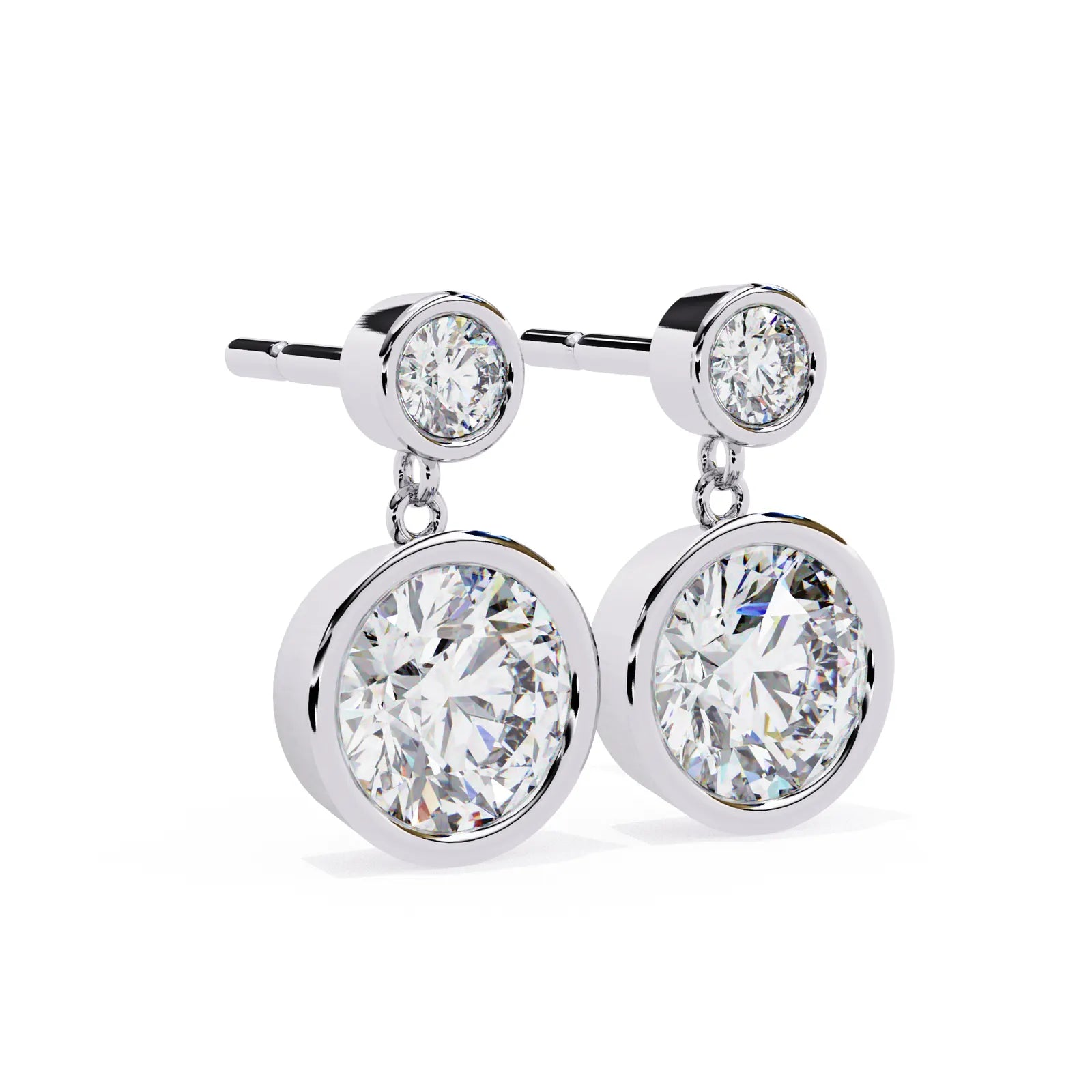 Doppia Goccia Drop Earrings - round brilliant diamond earrings - in 18ct yellow gold - hand-made in Byron Bay Hinterland, Australia by Lucano Fine Jewellery