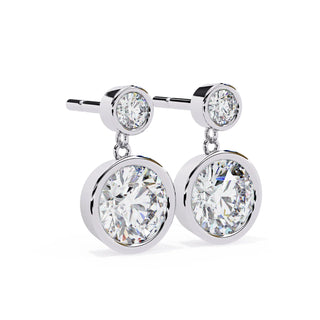 Doppia Goccia Drop Earrings - round brilliant diamond earrings - in 18ct yellow gold - hand-made in Byron Bay Hinterland, Australia by Lucano Fine Jewellery