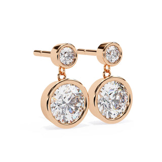 Doppia Goccia Drop Earrings - round brilliant diamond earrings - in 9ct white gold - hand-made in Byron Bay Hinterland, Australia by Lucano Fine Jewellery