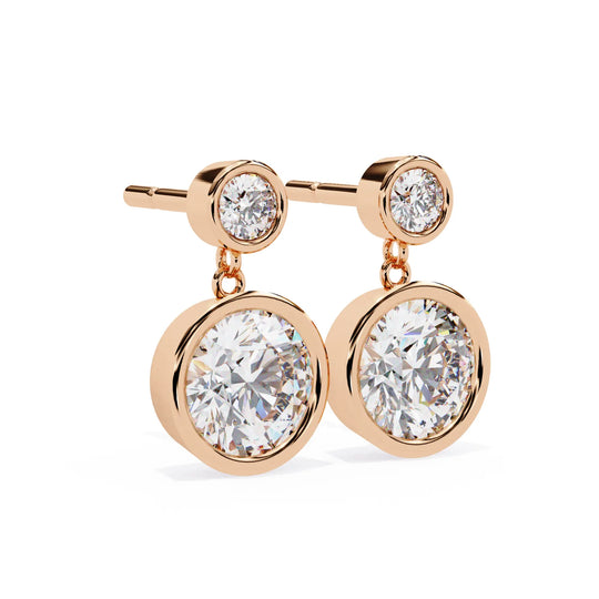 Doppia Goccia Drop Earrings - round brilliant diamond earrings - in 9ct white gold - hand-made in Byron Bay Hinterland, Australia by Lucano Fine Jewellery