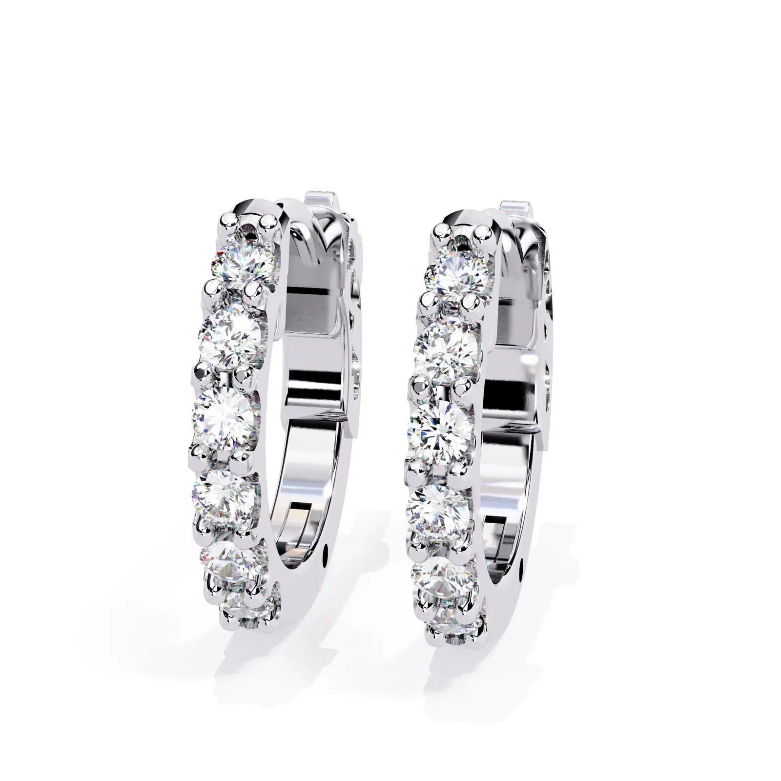 Pavé Huggie Hoops - solid gold diamond earrings - in 18ct white gold - hand-made in Byron Bay Hinterland, Australia by Lucano Fine Jewellery