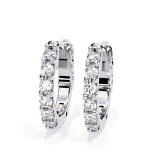 Pavé Huggie Hoops - solid gold diamond earrings - in 18ct white gold - hand-made in Byron Bay Hinterland, Australia by Lucano Fine Jewellery