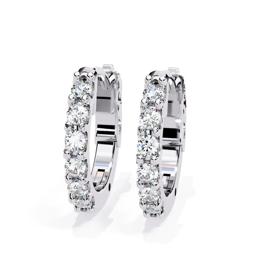 Pavé Huggie Hoops - solid gold diamond earrings - in 18ct white gold - hand-made in Byron Bay Hinterland, Australia by Lucano Fine Jewellery