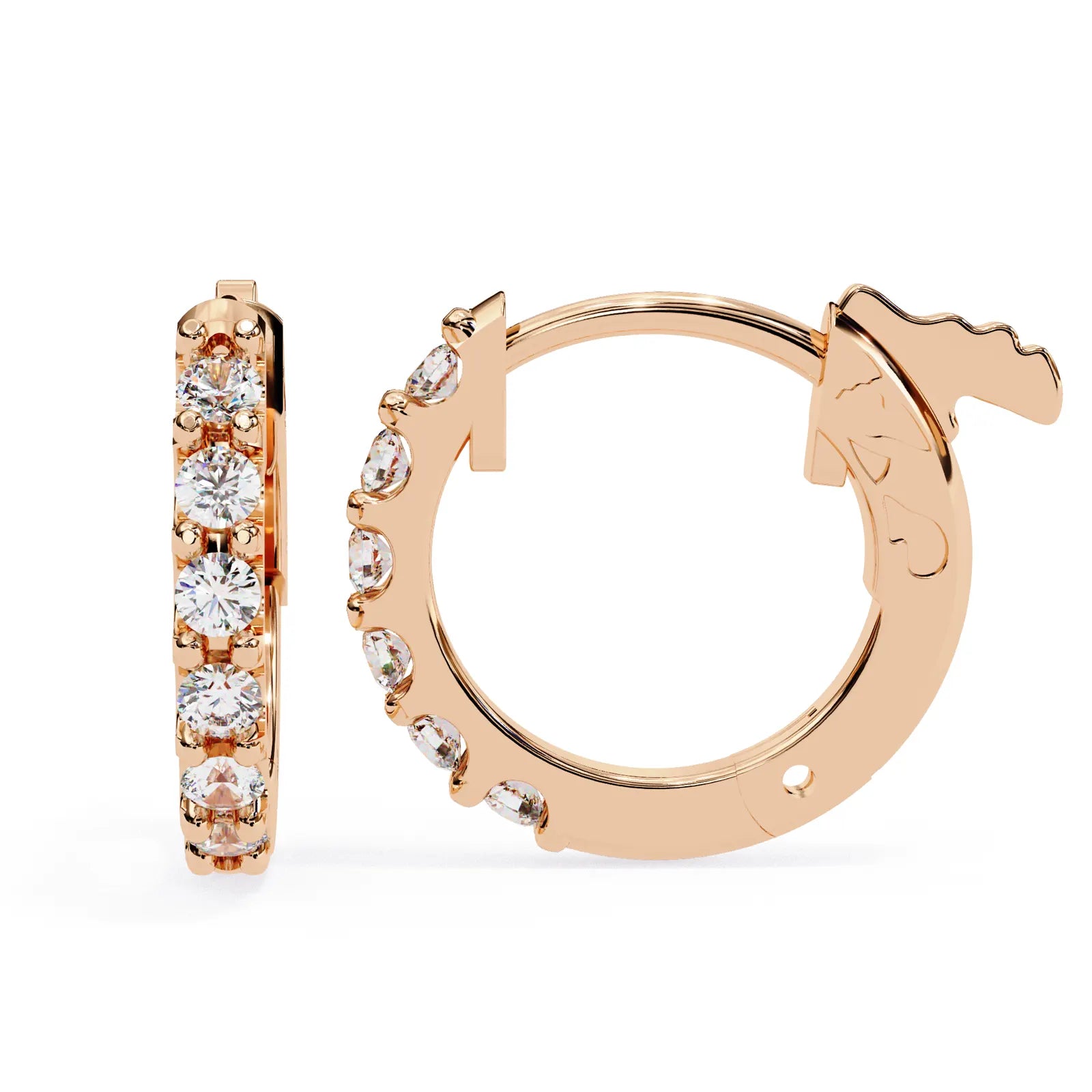 Pavé Huggie Hoops - solid gold diamond earrings - in 9ct rose gold - hand-made in Byron Bay Hinterland, Australia by Lucano Fine Jewellery