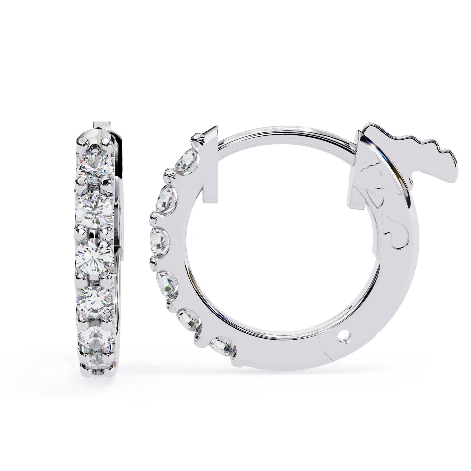 Pavé Huggie Hoops - solid gold diamond earrings - in 18ct rose gold - hand-made in Byron Bay Hinterland, Australia by Lucano Fine Jewellery