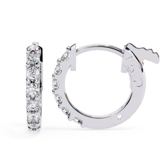 Pavé Huggie Hoops - solid gold diamond earrings - in 18ct rose gold - hand-made in Byron Bay Hinterland, Australia by Lucano Fine Jewellery
