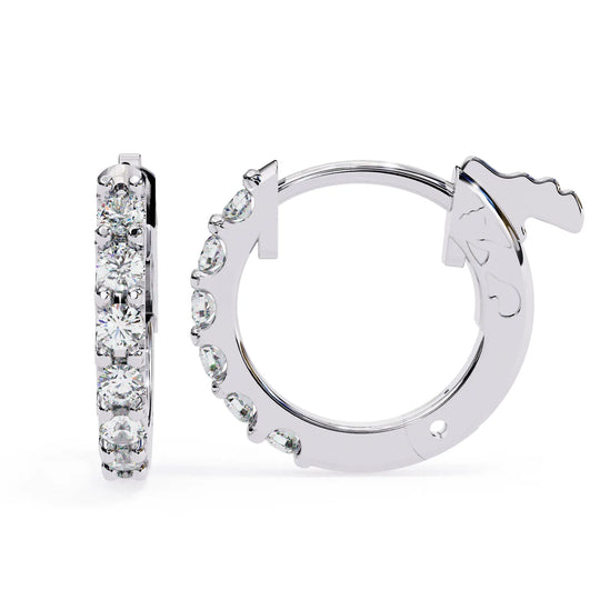Pavé Huggie Hoops - solid gold diamond earrings - in 18ct rose gold - hand-made in Byron Bay Hinterland, Australia by Lucano Fine Jewellery