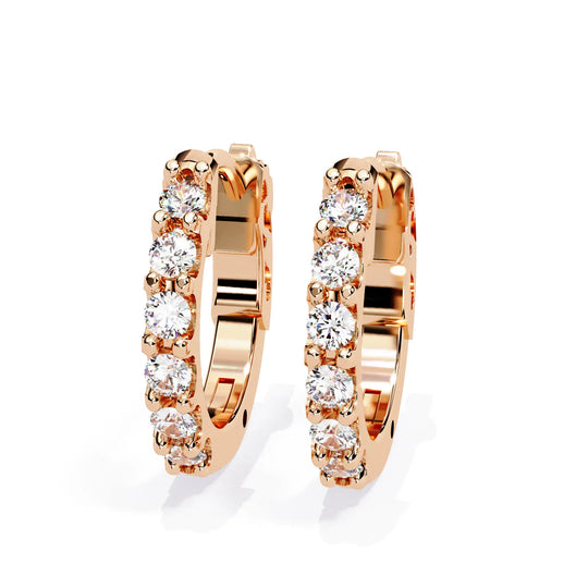 Pavé Huggie Hoops - solid gold diamond earrings - platinum finish - hand-made in Byron Bay Hinterland, Australia by Lucano Fine Jewellery