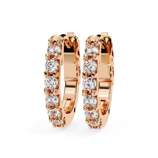 Pavé Huggie Hoops - solid gold diamond earrings - front view - hand-made in Byron Bay Hinterland, Australia by Lucano Fine Jewellery
