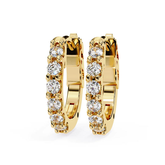 Pavé Huggie Hoops - solid gold diamond earrings - side profile - hand-made in Byron Bay Hinterland, Australia by Lucano Fine Jewellery