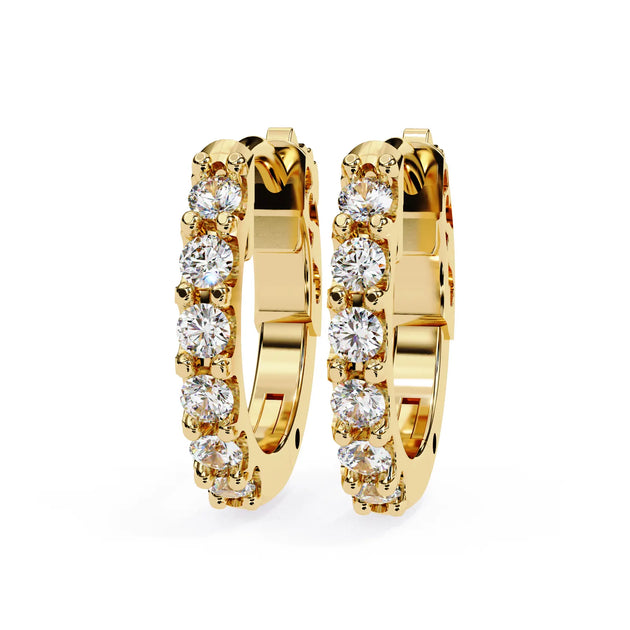 Pavé Huggie Hoops - solid gold diamond earrings - side profile - hand-made in Byron Bay Hinterland, Australia by Lucano Fine Jewellery