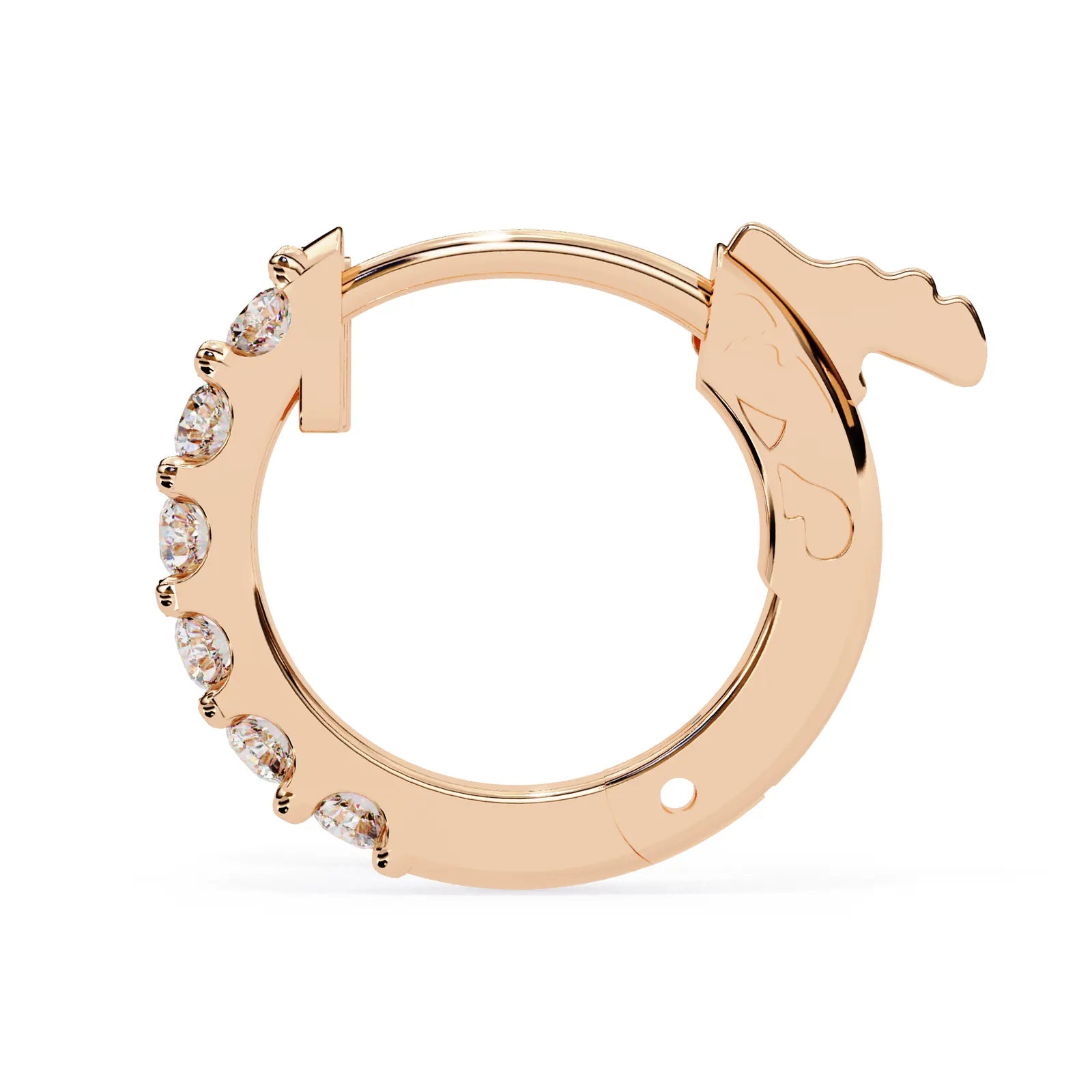 Pavé Huggie Hoops - solid gold diamond earrings - angled view - hand-made in Byron Bay Hinterland, Australia by Lucano Fine Jewellery