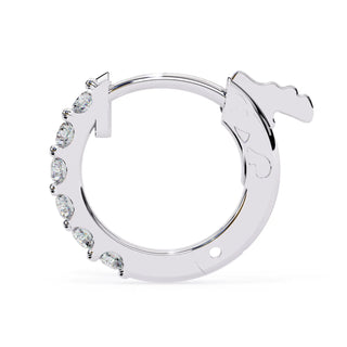 Pavé Huggie Hoops - solid gold diamond earrings - three-quarter view - hand-made in Byron Bay Hinterland, Australia by Lucano Fine Jewellery