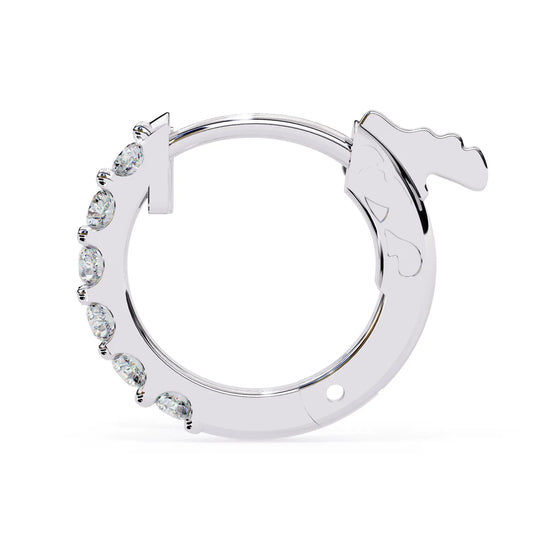 Pavé Huggie Hoops - solid gold diamond earrings - three-quarter view - hand-made in Byron Bay Hinterland, Australia by Lucano Fine Jewellery