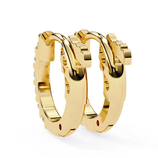 Pavé Huggie Hoops - solid gold diamond earrings - top view - hand-made in Byron Bay Hinterland, Australia by Lucano Fine Jewellery