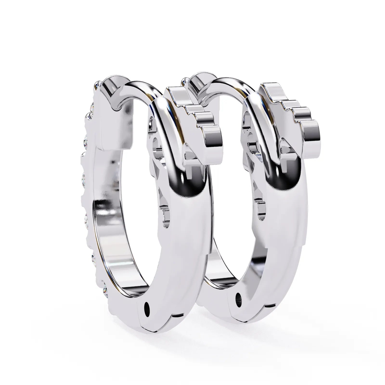 Pavé Huggie Hoops - solid gold diamond earrings - in 18ct yellow gold - hand-made in Byron Bay Hinterland, Australia by Lucano Fine Jewellery
