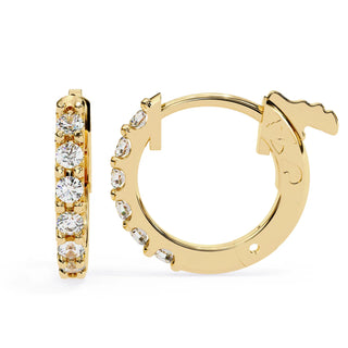 Pavé Huggie Hoops - solid gold diamond earrings - in 9ct white gold - hand-made in Byron Bay Hinterland, Australia by Lucano Fine Jewellery