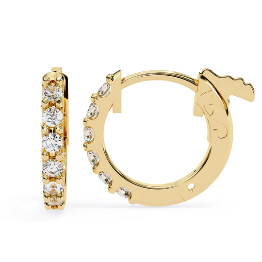 Pavé Huggie Hoops - solid gold diamond earrings - in 9ct white gold - hand-made in Byron Bay Hinterland, Australia by Lucano Fine Jewellery