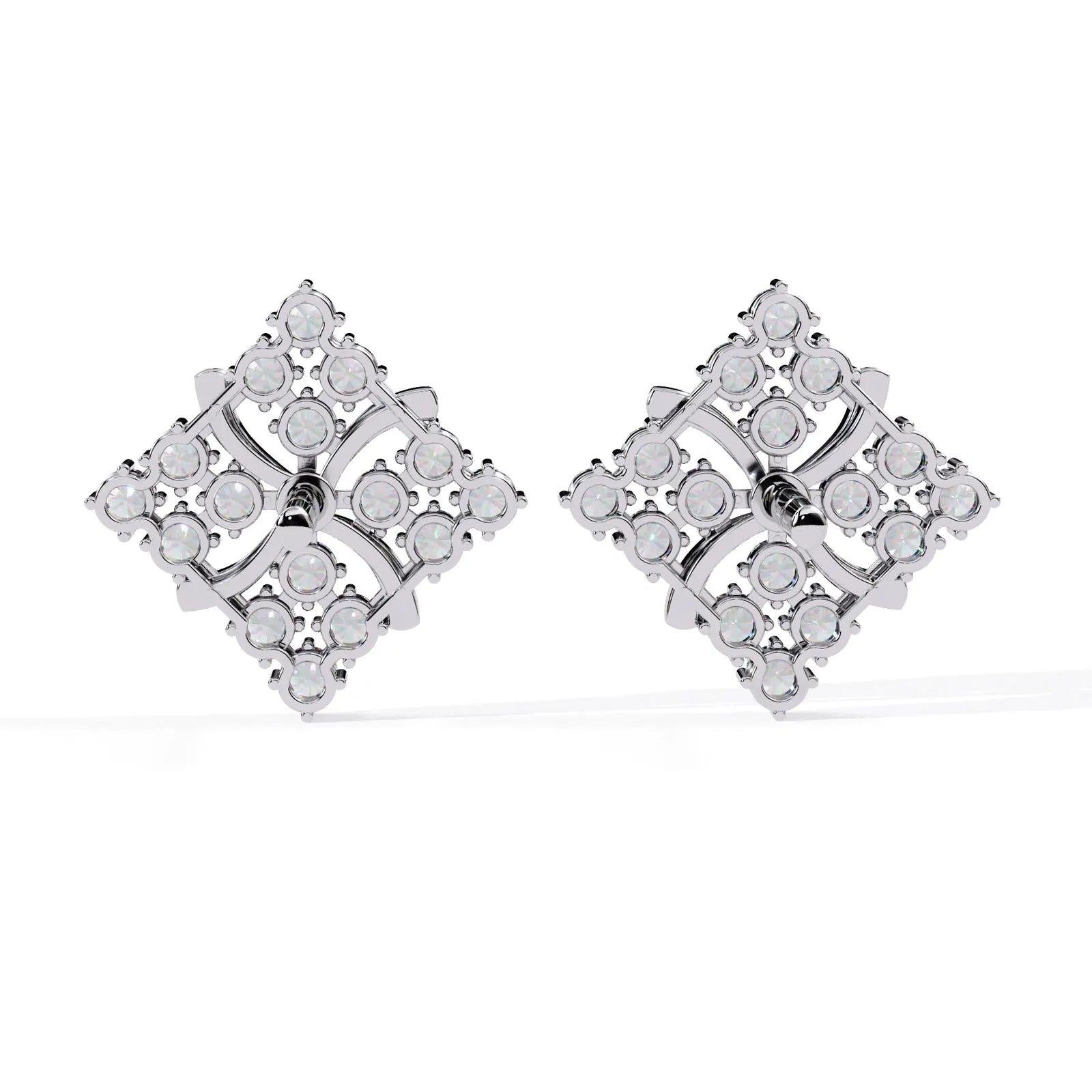 Floralia Cluster Studs - round brilliant diamond earrings - in 18ct white gold - hand-made in Byron Bay Hinterland, Australia by Lucano Fine Jewellery