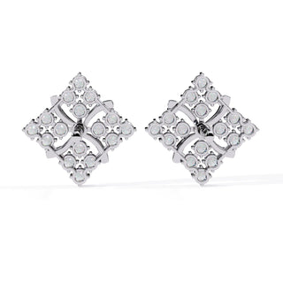 Floralia Cluster Studs - round brilliant diamond earrings - in 18ct white gold - hand-made in Byron Bay Hinterland, Australia by Lucano Fine Jewellery