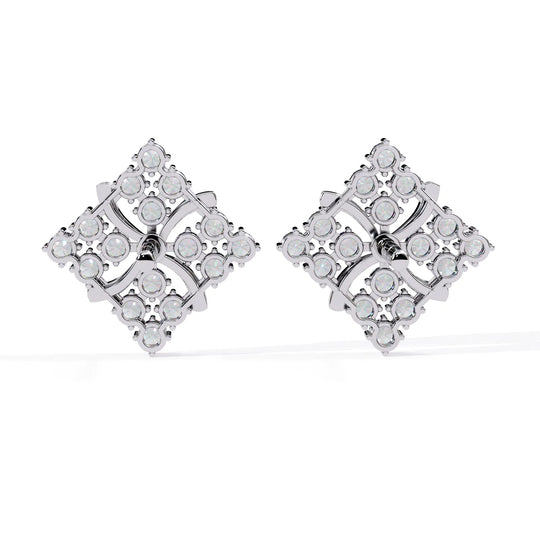 Floralia Cluster Studs - round brilliant diamond earrings - in 18ct white gold - hand-made in Byron Bay Hinterland, Australia by Lucano Fine Jewellery