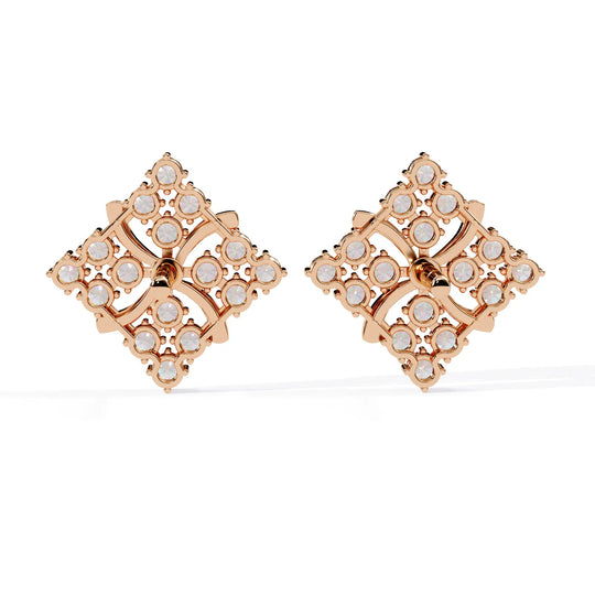 Floralia Cluster Studs - round brilliant diamond earrings - in 9ct rose gold - hand-made in Byron Bay Hinterland, Australia by Lucano Fine Jewellery