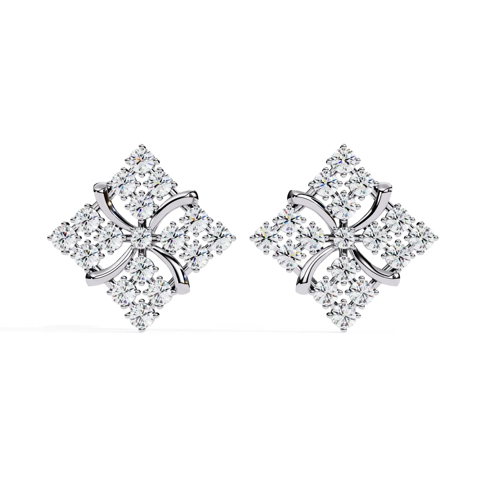 Floralia Cluster Studs - round brilliant diamond earrings - front view - hand-made in Byron Bay Hinterland, Australia by Lucano Fine Jewellery