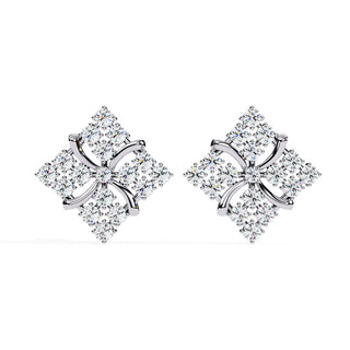 Floralia Cluster Studs - round brilliant diamond earrings - front view - hand-made in Byron Bay Hinterland, Australia by Lucano Fine Jewellery