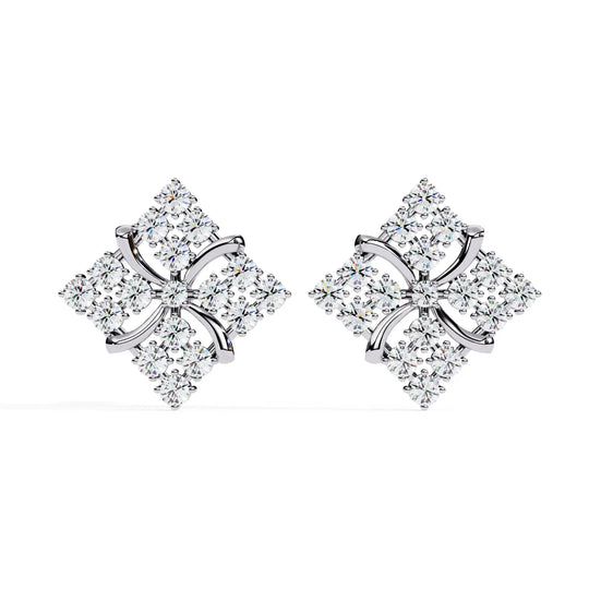 Floralia Cluster Studs - round brilliant diamond earrings - front view - hand-made in Byron Bay Hinterland, Australia by Lucano Fine Jewellery