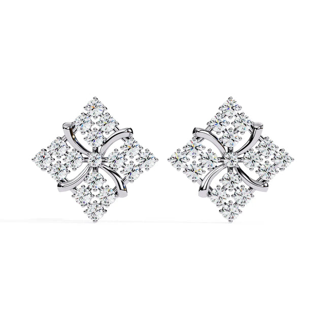 Floralia Cluster Studs - round brilliant diamond earrings - front view - hand-made in Byron Bay Hinterland, Australia by Lucano Fine Jewellery