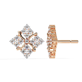 Floralia Cluster Studs - round brilliant diamond earrings - side profile - hand-made in Byron Bay Hinterland, Australia by Lucano Fine Jewellery