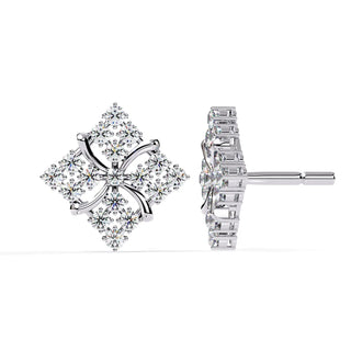 Floralia Cluster Studs - round brilliant diamond earrings - angled view - hand-made in Byron Bay Hinterland, Australia by Lucano Fine Jewellery