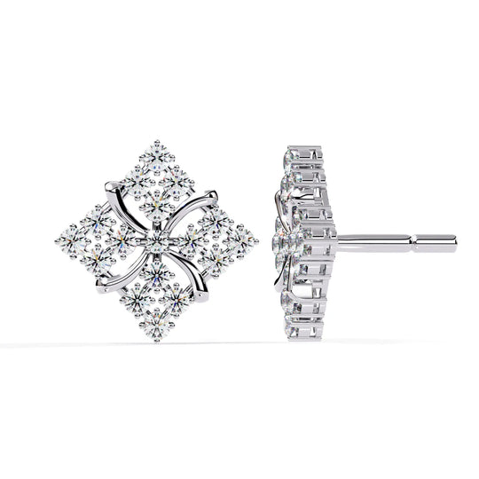 Floralia Cluster Studs - round brilliant diamond earrings - angled view - hand-made in Byron Bay Hinterland, Australia by Lucano Fine Jewellery