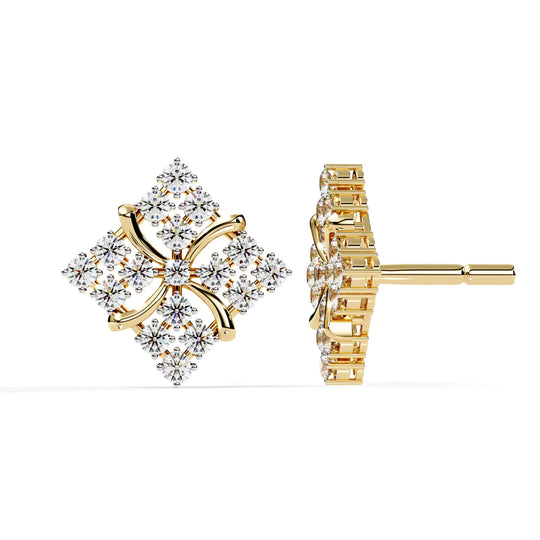 Floralia Cluster Studs - round brilliant diamond earrings - three-quarter view - hand-made in Byron Bay Hinterland, Australia by Lucano Fine Jewellery
