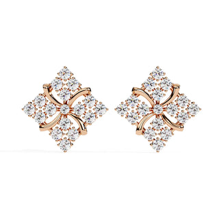 Floralia Cluster Studs - round brilliant diamond earrings - detail close-up - hand-made in Byron Bay Hinterland, Australia by Lucano Fine Jewellery