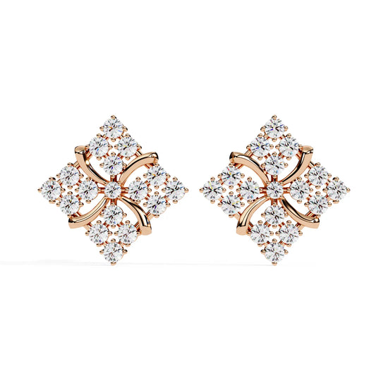Floralia Cluster Studs - round brilliant diamond earrings - detail close-up - hand-made in Byron Bay Hinterland, Australia by Lucano Fine Jewellery