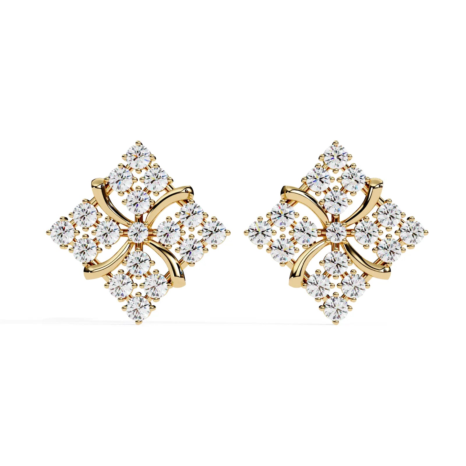 Floralia Cluster Studs - round brilliant diamond earrings - top view - hand-made in Byron Bay Hinterland, Australia by Lucano Fine Jewellery